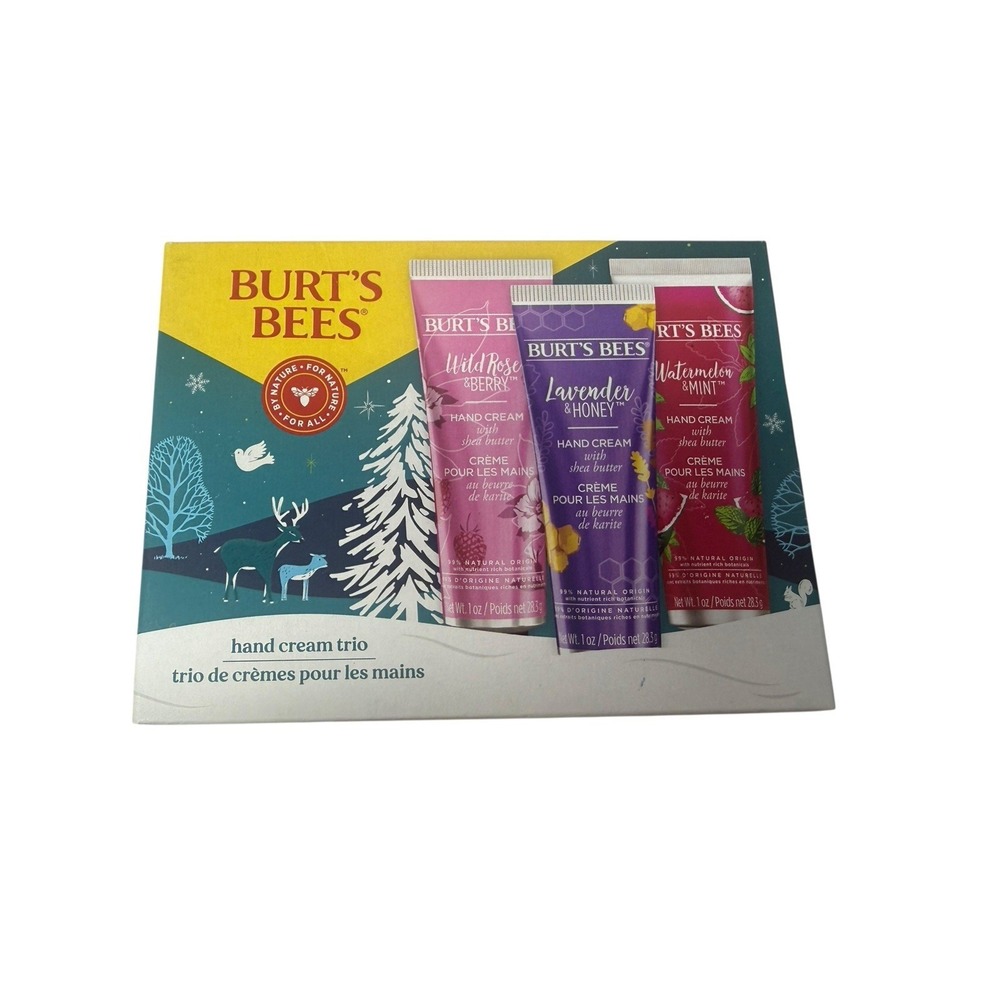 Burt's Bees Hand Cream Trio Gift Set Natural Moisturizer Holiday Gift 3 Scents